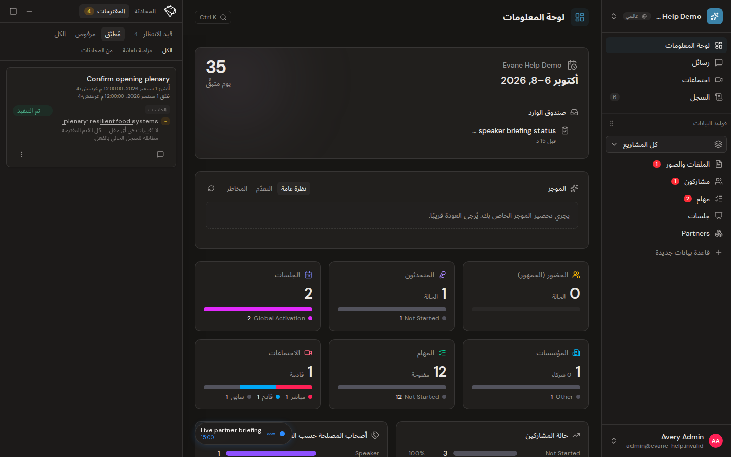 فهم حالة المقترح ونقاشه وسجله في Evane