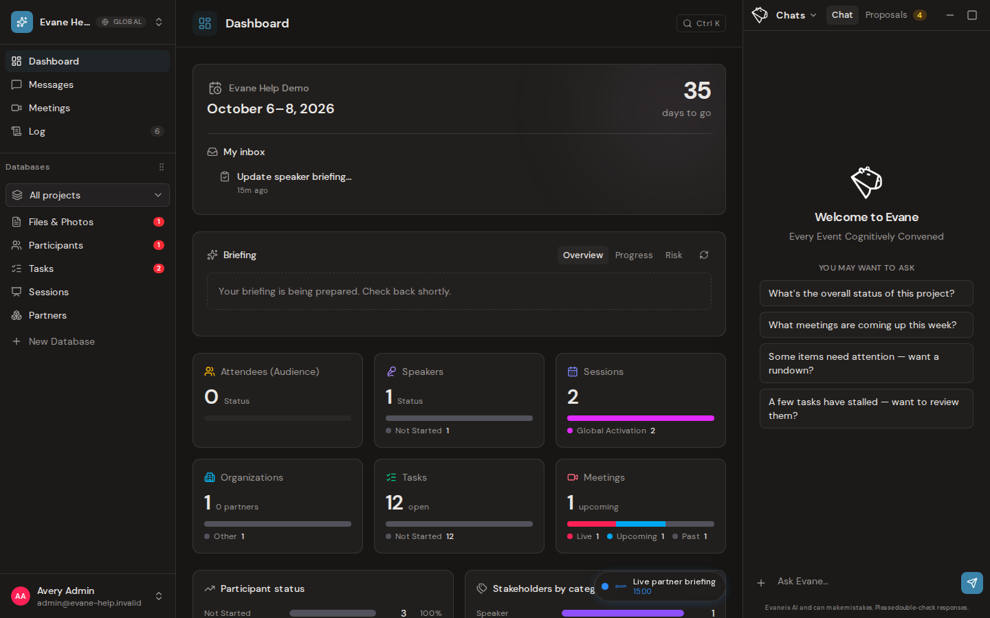 Ask Evane AI about workspace content in Evane