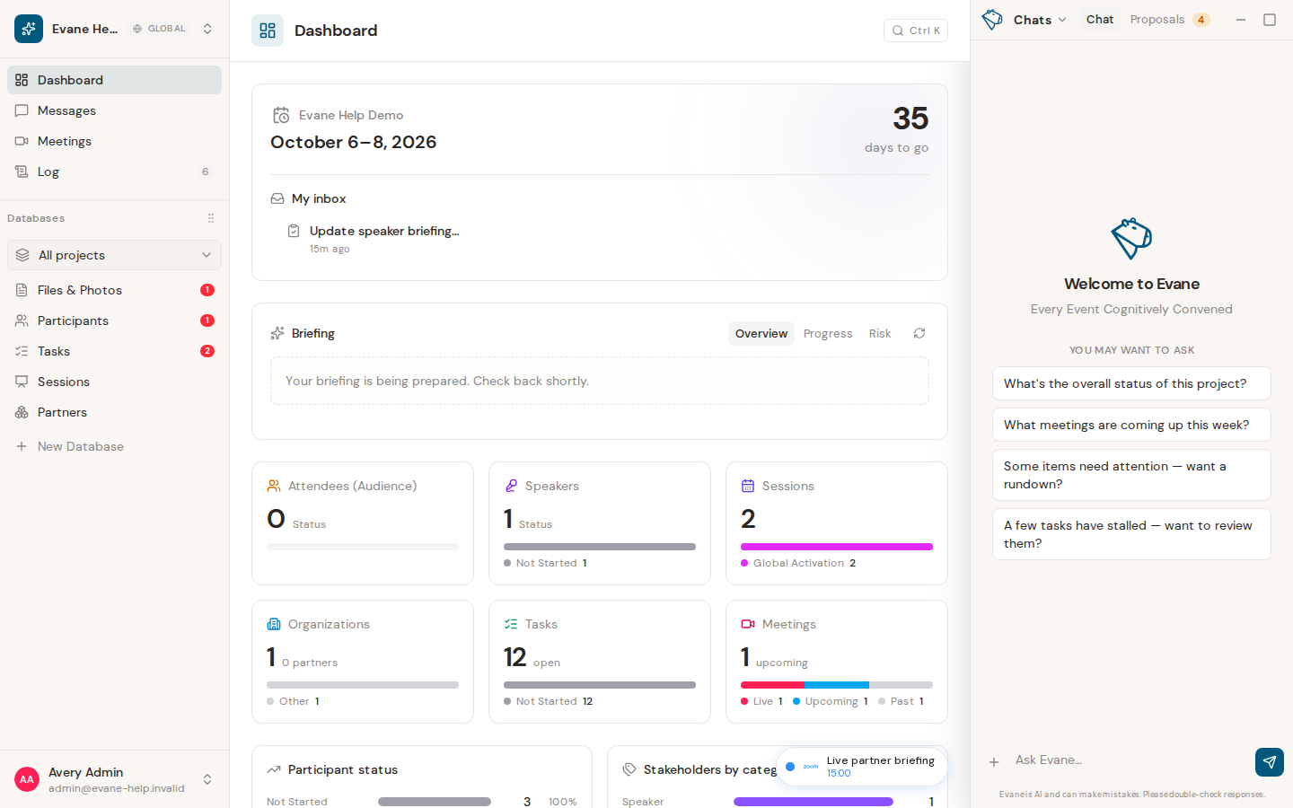 Ask Evane AI about workspace content in Evane