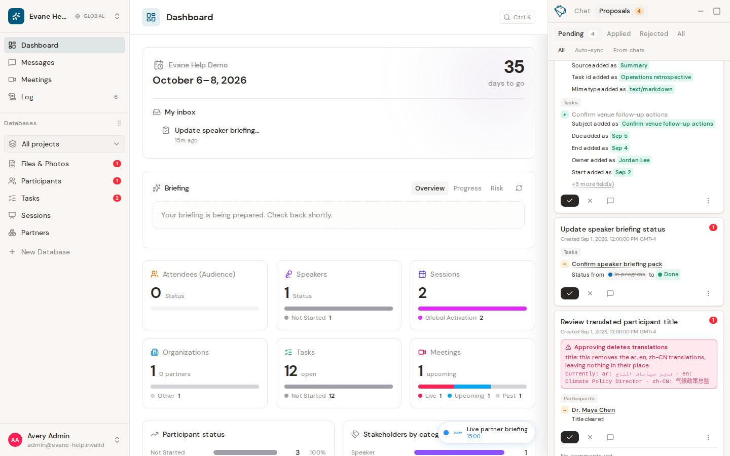 Understand the AI translation impact notice in Evane
