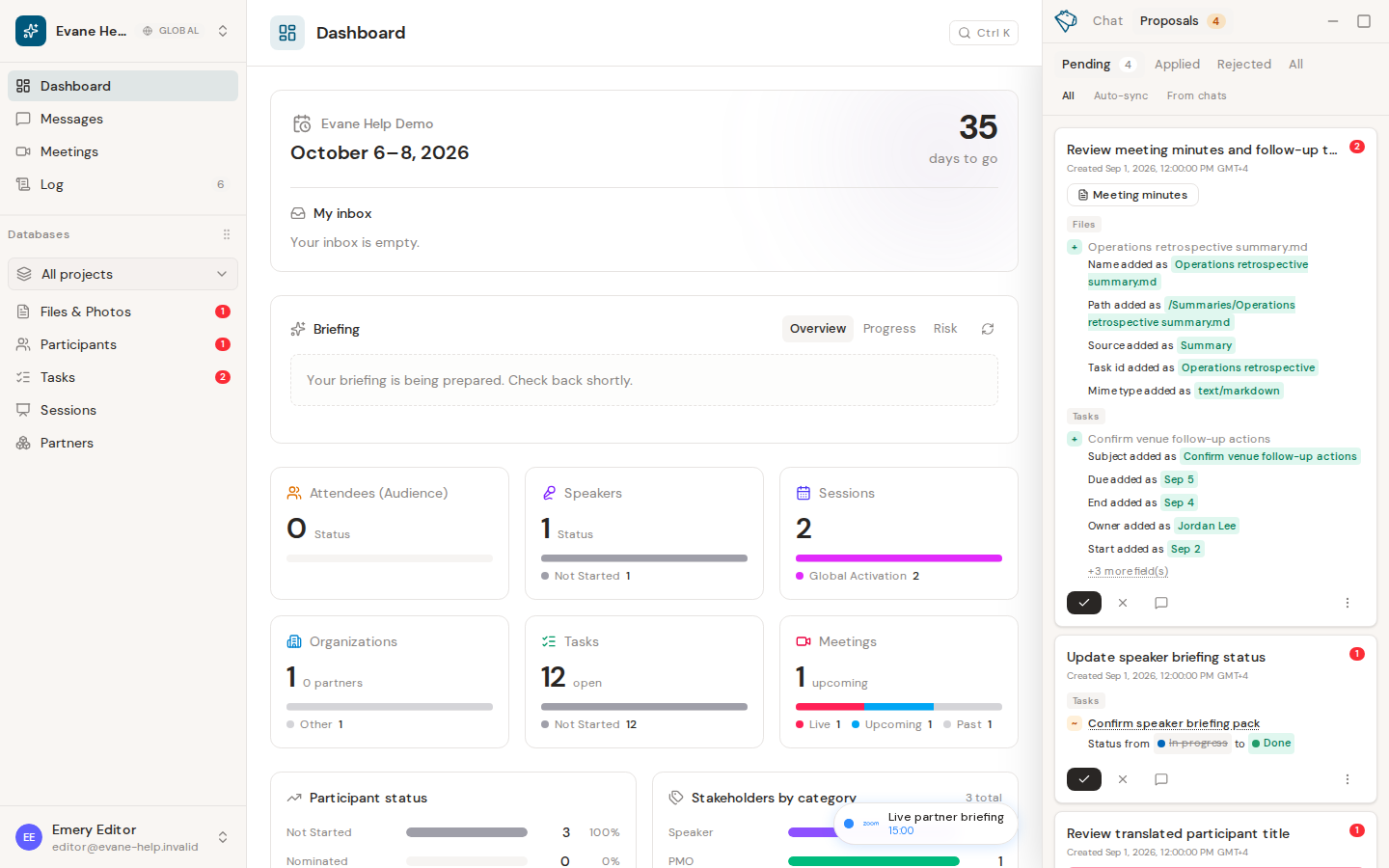 Review and decide Proposals in Evane