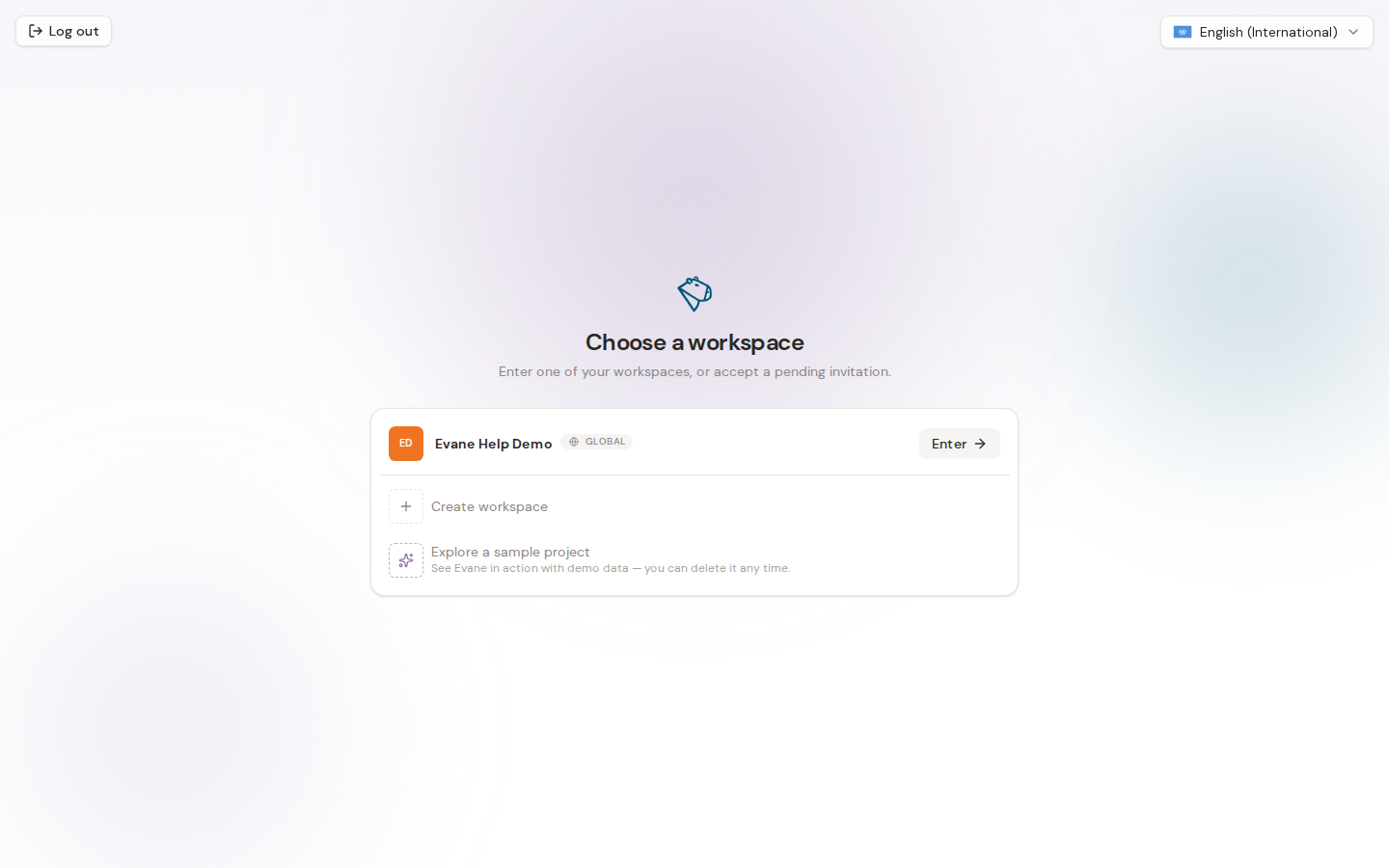 Create or join a workspace in Evane