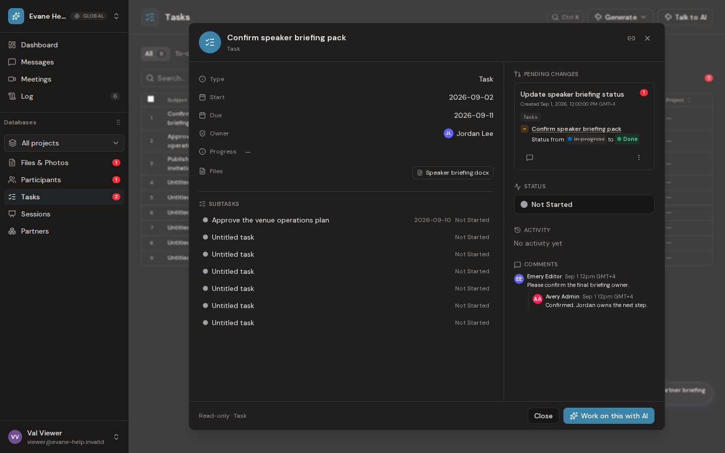 Understand comment and file permissions in Evane