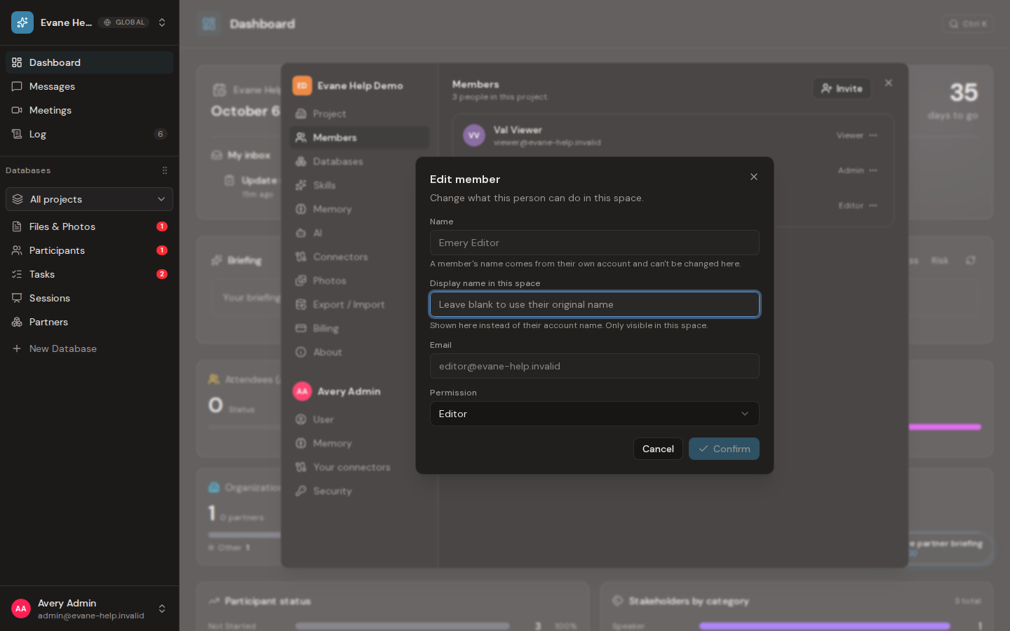 Understand Owner, Admin, Editor, and Viewer roles in Evane