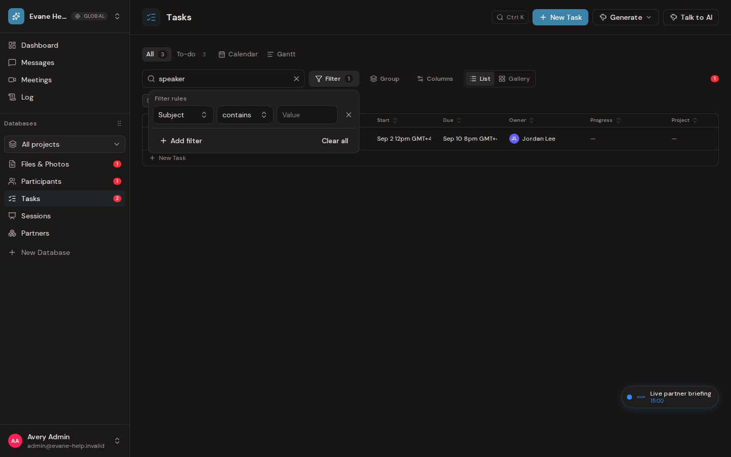 Find and organize records in Evane
