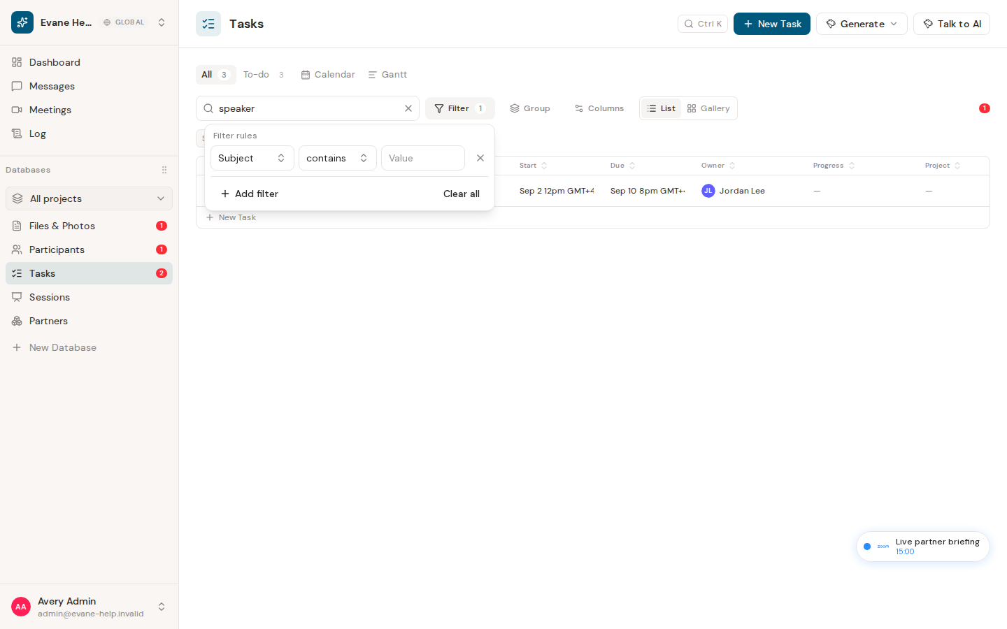 Find and organize records in Evane