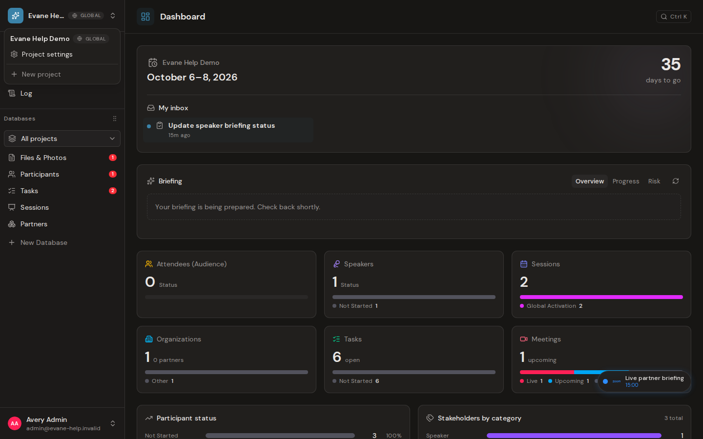 Switch workspaces in Evane