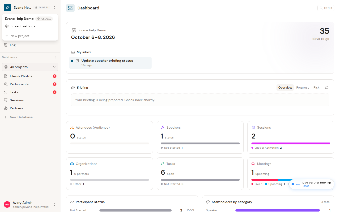 Switch workspaces in Evane