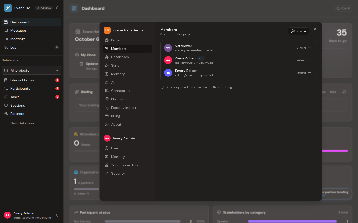 Invite and manage workspace members in Evane