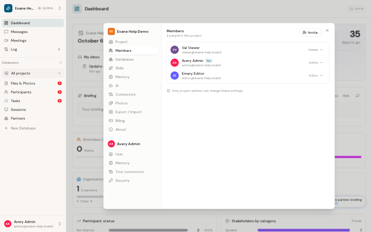 Invite and manage workspace members in Evane