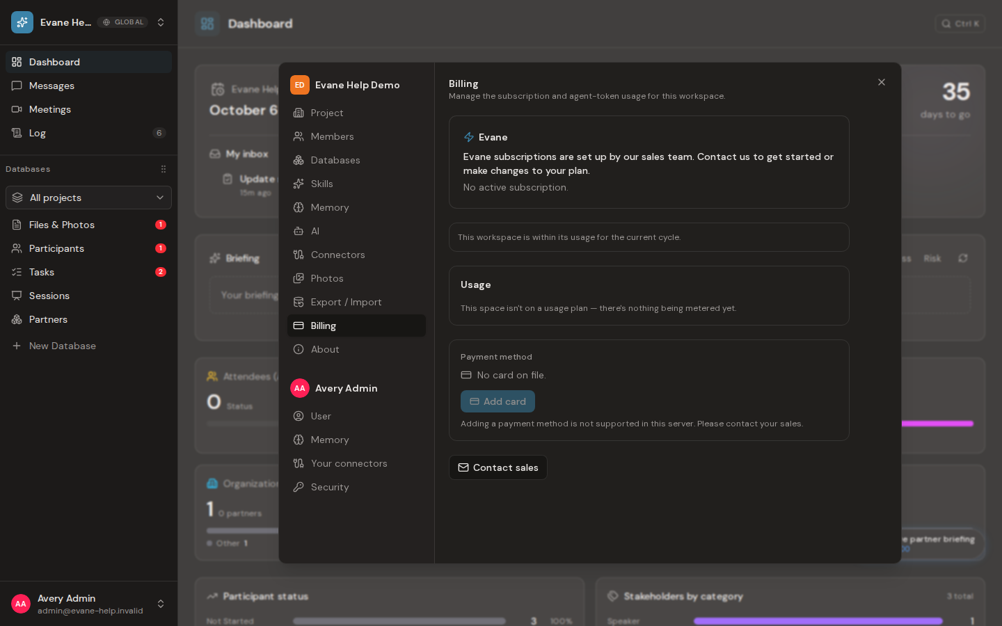Manage billing and subscriptions in Evane