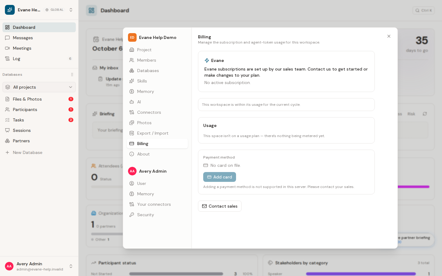 Manage billing and subscriptions in Evane