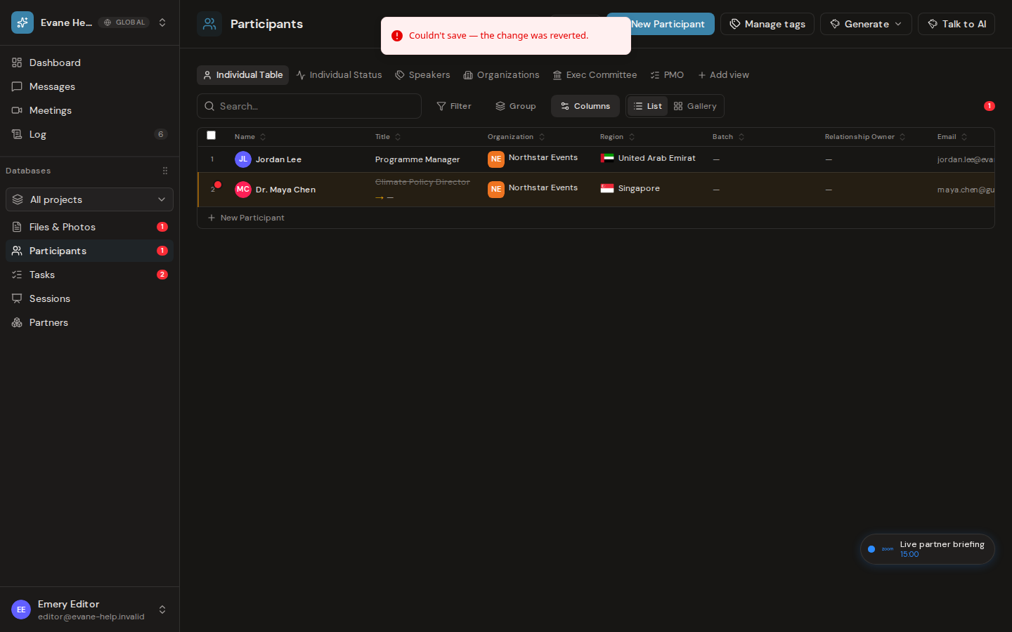 Resolve 401, 403, 404, and 422 errors in Evane
